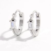 1 Pair Elegant Glam Round Heart Shape Inlay Sterling Silver Zircon White Gold Plated Earrings main image 4