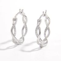 1 Pair Elegant Glam Round Heart Shape Inlay Sterling Silver Zircon White Gold Plated Earrings main image 5