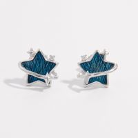1 Pair Elegant Cute Lady Star Butterfly Plating Inlay Sterling Silver Zircon White Gold Plated Ear Studs main image 3