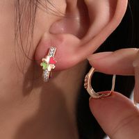 1 Pair Xuping Commute Four Leaf Clover Flower Plating Inlay Copper Alloy Rhinestones 18k Gold Plated Drop Earrings main image 3