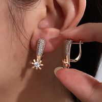1 Pair Xuping Commute Four Leaf Clover Flower Plating Inlay Copper Alloy Rhinestones 18k Gold Plated Drop Earrings main image 4