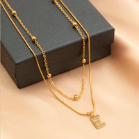 Copper 18K Gold Plated Simple Style Classic Style Inlay Letter Rhinestones Zircon Double Layer Necklaces main image 1