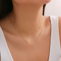 Copper 18K Gold Plated Simple Style Classic Style Inlay Letter Rhinestones Zircon Double Layer Necklaces main image 5