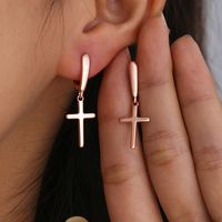 1 Pair Xuping Simple Style Cross Plating Copper Alloy 18k Gold Plated Rose Gold Plated White Gold Plated Drop Earrings main image 5