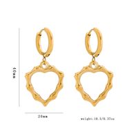 1 Pair Simple Style Classic Style Heart Shape Bamboo Plating 304 Stainless Steel 18K Gold Plated Drop Earrings main image 2