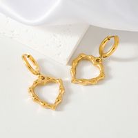 1 Pair Simple Style Classic Style Heart Shape Bamboo Plating 304 Stainless Steel 18K Gold Plated Drop Earrings main image 3