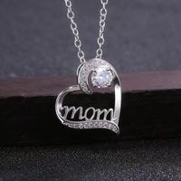 304 Stainless Steel Classic Style Simple Style Inlay Heart Shape Glass Stone Artificial Gemstones Crystal Pendant Necklace sku image 1