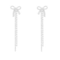 1 Pair IG Style Luxurious Simple Style Tassel Bow Knot Inlay Copper Zircon K Gold Plated Drop Earrings main image 6