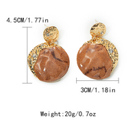 1 Pair Glam Classical Solid Color Plating Inlay Copper Natural Stone Zircon Gold Plated Ear Studs sku image 1