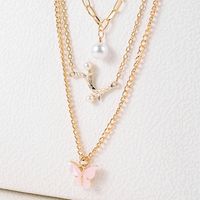 Streetwear Heart Shape Flower Butterfly Arylic Zinc Alloy Layered Women's Layered Necklaces main image 3