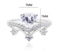 Sterling Silver Simple Style Classic Style Heart Shape Crown Inlay Moissanite Rings main image 2