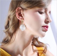 1 Pair Fairy Style Elegant Sweet Petal Arylic Alloy Gold Plated Drop Earrings main image 1