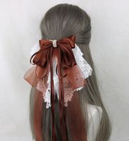 Sweet Simple Style Bow Knot Lace Lace Inlay Pearl Hair Clip 1 Piece sku image 20