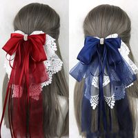 Sweet Simple Style Bow Knot Lace Lace Inlay Pearl Hair Clip 1 Piece main image 1