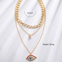 Elegant Devil's Eye Glasses Zinc Alloy Inlay Rhinestones 18K Gold Plated Women's Layered Necklaces sku image 4