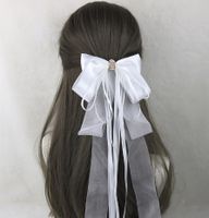 Sweet Simple Style Bow Knot Lace Lace Inlay Pearl Hair Clip 1 Piece sku image 1