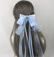 Sweet Simple Style Bow Knot Lace Lace Inlay Pearl Hair Clip 1 Piece sku image 4