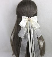 Sweet Simple Style Bow Knot Lace Lace Inlay Pearl Hair Clip 1 Piece sku image 10