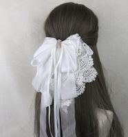 Sweet Simple Style Bow Knot Lace Lace Inlay Pearl Hair Clip 1 Piece sku image 13