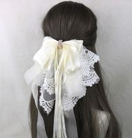 Sweet Simple Style Bow Knot Lace Lace Inlay Pearl Hair Clip 1 Piece sku image 15