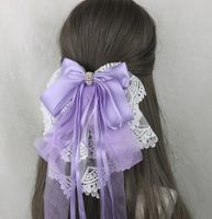 Sweet Simple Style Bow Knot Lace Lace Inlay Pearl Hair Clip 1 Piece sku image 16