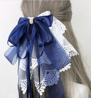 Sweet Simple Style Bow Knot Lace Lace Inlay Pearl Hair Clip 1 Piece sku image 17