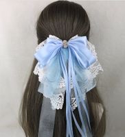 Sweet Simple Style Bow Knot Lace Lace Inlay Pearl Hair Clip 1 Piece sku image 19