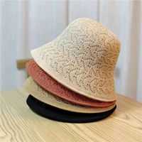 Women's Vacation Simple Style Solid Color Braid Wide Eaves Bucket Hat main image 7