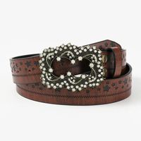 Vintage Style Star Pu Leather Inlay Diamond Women's Leather Belts main image 4