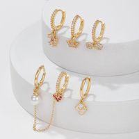 1 Set Cute Sweet Geometric Plating Inlay Brass Zircon 18K Gold Plated Drop Earrings main image 4