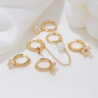 1 Set Cute Sweet Geometric Plating Inlay Brass Zircon 18K Gold Plated Drop Earrings main image 2