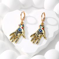 1 Pair Vintage Style Ethnic Style Simple Style Palm Hand Of Fatima Eye Alloy Drop Earrings main image 5