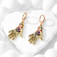 1 Pair Vintage Style Ethnic Style Simple Style Palm Hand Of Fatima Eye Alloy Drop Earrings main image 3