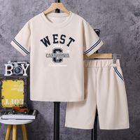 Sports Cartoon Letter Polyester Boys Clothing Sets main image 1