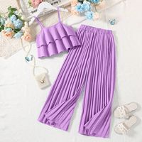 Simple Style Solid Color Polyester Girls Clothing Sets main image 5