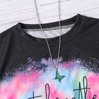 Cute Cartoon Letter Color Block Polyester T-shirts & Blouses main image 3