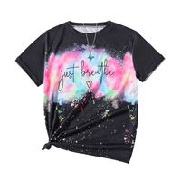 Cute Cartoon Letter Color Block Polyester T-shirts & Blouses main image 5
