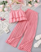 Simple Style Solid Color Polyester Girls Clothing Sets sku image 6
