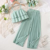 Simple Style Solid Color Polyester Girls Clothing Sets sku image 13