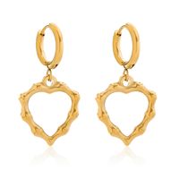 1 Pair Simple Style Classic Style Heart Shape Bamboo Plating 304 Stainless Steel 18K Gold Plated Drop Earrings sku image 1