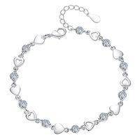Sterling Silber Elegant Koreanische Art Herzform Inlay Künstlicher Kristall Zirkon Armbänder main image 3