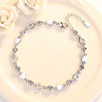 Sterling Silver Elegant Korean Style Heart Shape Inlay Artificial Crystal Zircon Bracelets main image 5