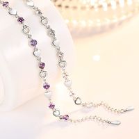 Sterling Silver Elegant Korean Style Heart Shape Inlay Artificial Crystal Zircon Bracelets main image 4