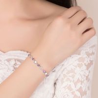 Sterling Silber Elegant Koreanische Art Herzform Inlay Künstlicher Kristall Zirkon Armbänder sku image 5