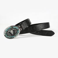 Gothic Retro Streetwear Animal Pu Leather Inlay Artificial Pearls Turquoise Men's Leather Belts main image 9