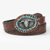 Gothic Retro Streetwear Animal Pu Leather Inlay Artificial Pearls Turquoise Men's Leather Belts main image 6