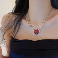 Lady Modern Style Heart Shape Alloy Inlay Zircon Women's Pendant Necklace main image 3