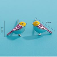 Cartoon Style Cute Bird White Copper Epoxy Ear Studs 1 Pair main image 2