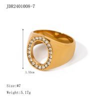 Acier Inoxydable 304 Plaqué Or 18K Style IG Style Moderne Style Cool Incruster Rond Strass Anneaux sku image 1