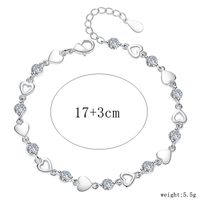 Sterling Silver Elegant Korean Style Heart Shape Inlay Artificial Crystal Zircon Bracelets sku image 4